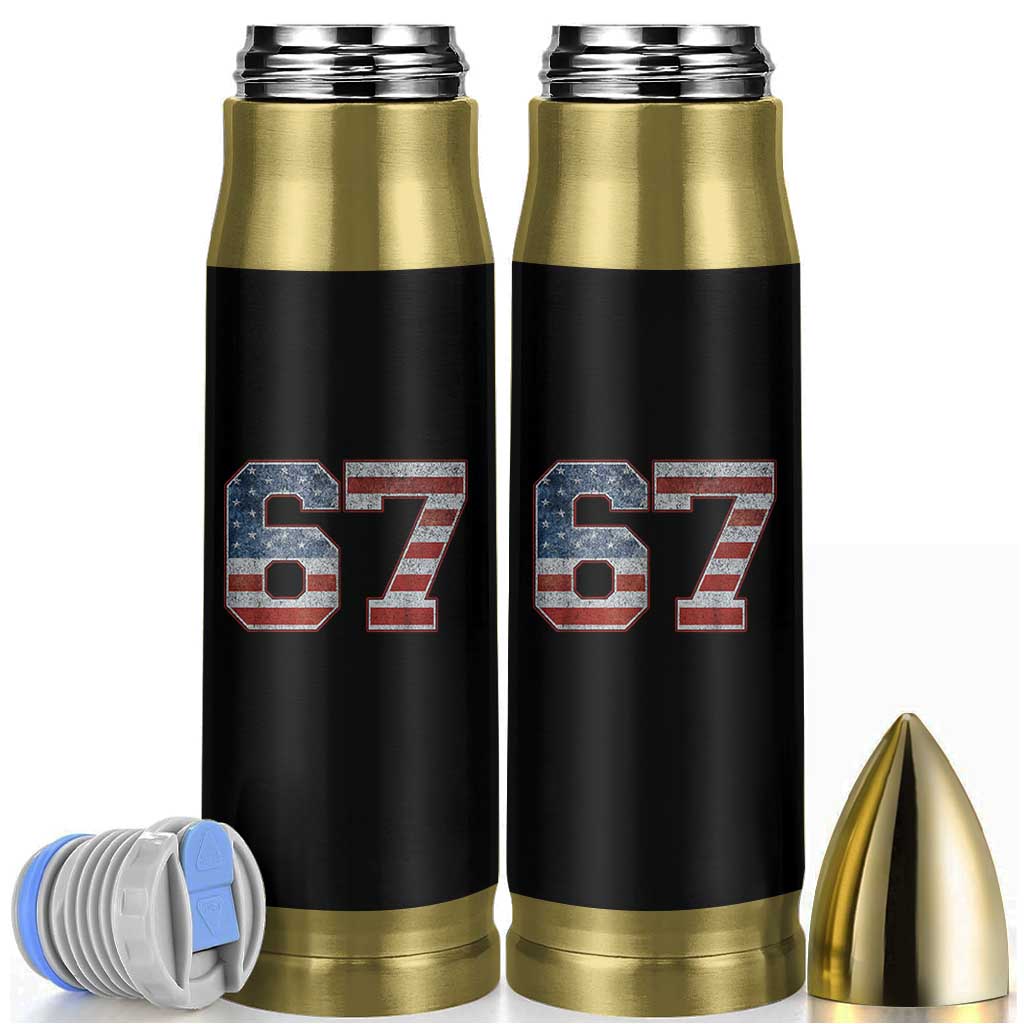Funny Six Seven 67 Meme Vintage American Flag Bullet Tumbler - Wonder Print Shop