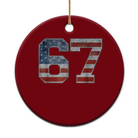 Funny Six Seven 67 Meme Vintage American Flag Ceramic Ornament - Wonder Print Shop