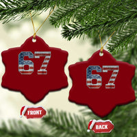 Funny Six Seven 67 Meme Vintage American Flag Ceramic Ornament - Wonder Print Shop