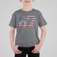 Funny Six Seven 67 Meme Vintage American Flag T Shirt For Kid - Wonder Print Shop