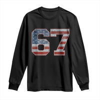 Funny Six Seven 67 Meme Vintage American Flag Long Sleeve Shirt - Wonder Print Shop