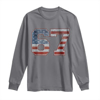 Funny Six Seven 67 Meme Vintage American Flag Long Sleeve Shirt - Wonder Print Shop