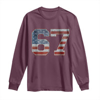 Funny Six Seven 67 Meme Vintage American Flag Long Sleeve Shirt - Wonder Print Shop