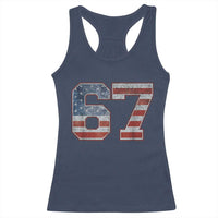 Funny Six Seven 67 Meme Vintage American Flag Racerback Tank Top - Wonder Print Shop