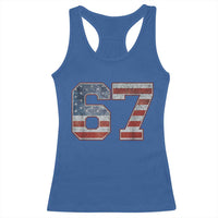 Funny Six Seven 67 Meme Vintage American Flag Racerback Tank Top - Wonder Print Shop