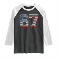 Funny Six Seven 67 Meme Vintage American Flag Raglan Shirt - Wonder Print Shop