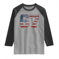Funny Six Seven 67 Meme Vintage American Flag Raglan Shirt - Wonder Print Shop
