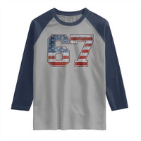Funny Six Seven 67 Meme Vintage American Flag Raglan Shirt - Wonder Print Shop