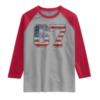 Funny Six Seven 67 Meme Vintage American Flag Raglan Shirt - Wonder Print Shop