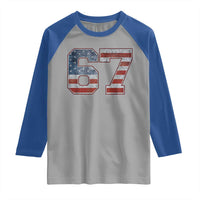 Funny Six Seven 67 Meme Vintage American Flag Raglan Shirt - Wonder Print Shop
