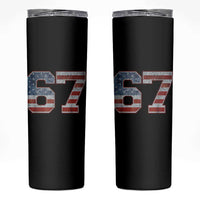 Funny Six Seven 67 Meme Vintage American Flag Skinny Tumbler - Wonder Print Shop