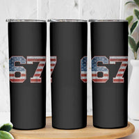 Funny Six Seven 67 Meme Vintage American Flag Skinny Tumbler - Wonder Print Shop