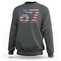 Funny Six Seven 67 Meme Vintage American Flag Sweatshirt - Wonder Print Shop
