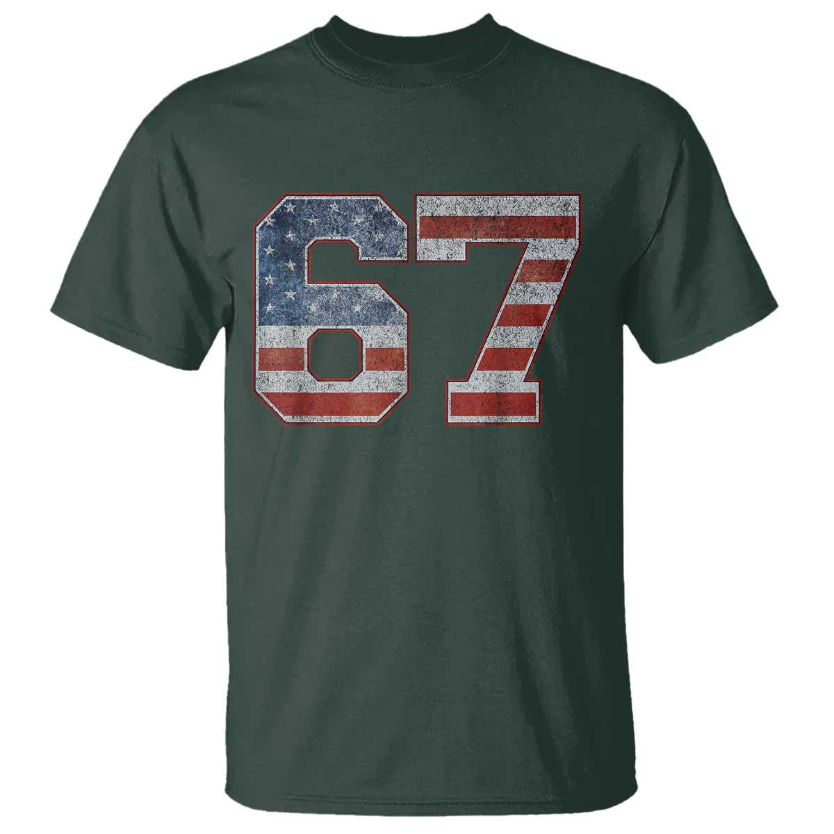 Funny Six Seven 67 Meme Vintage American Flag T Shirt - Wonder Print Shop
