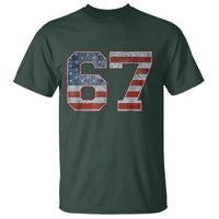 Funny Six Seven 67 Meme Vintage American Flag T Shirt - Wonder Print Shop