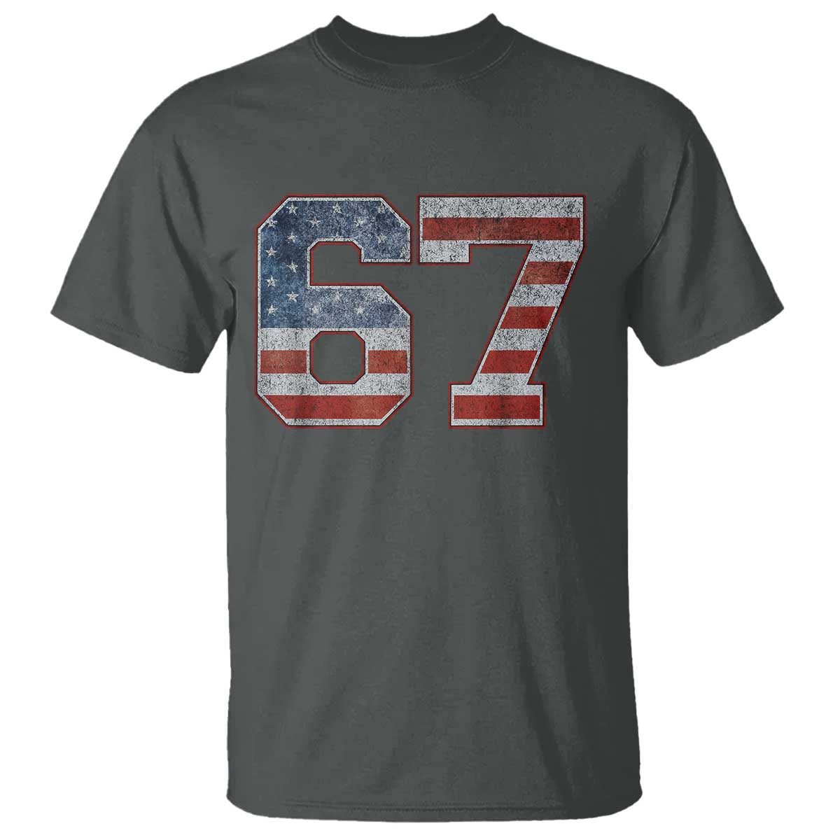 Funny Six Seven 67 Meme Vintage American Flag T Shirt - Wonder Print Shop