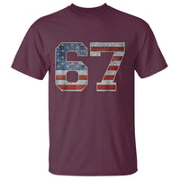 Funny Six Seven 67 Meme Vintage American Flag T Shirt - Wonder Print Shop