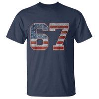 Funny Six Seven 67 Meme Vintage American Flag T Shirt - Wonder Print Shop