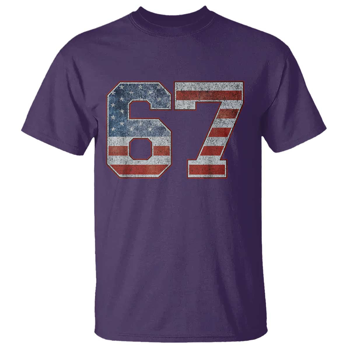 Funny Six Seven 67 Meme Vintage American Flag T Shirt - Wonder Print Shop