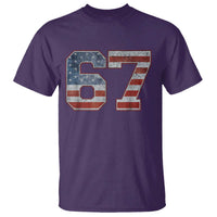 Funny Six Seven 67 Meme Vintage American Flag T Shirt - Wonder Print Shop