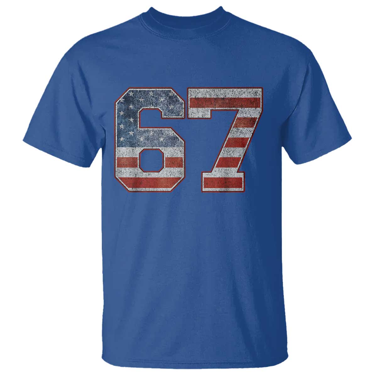 Funny Six Seven 67 Meme Vintage American Flag T Shirt - Wonder Print Shop