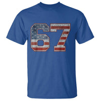 Funny Six Seven 67 Meme Vintage American Flag T Shirt - Wonder Print Shop