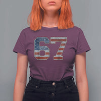 Funny Six Seven 67 Meme Vintage American Flag T Shirt For Women - Wonder Print Shop