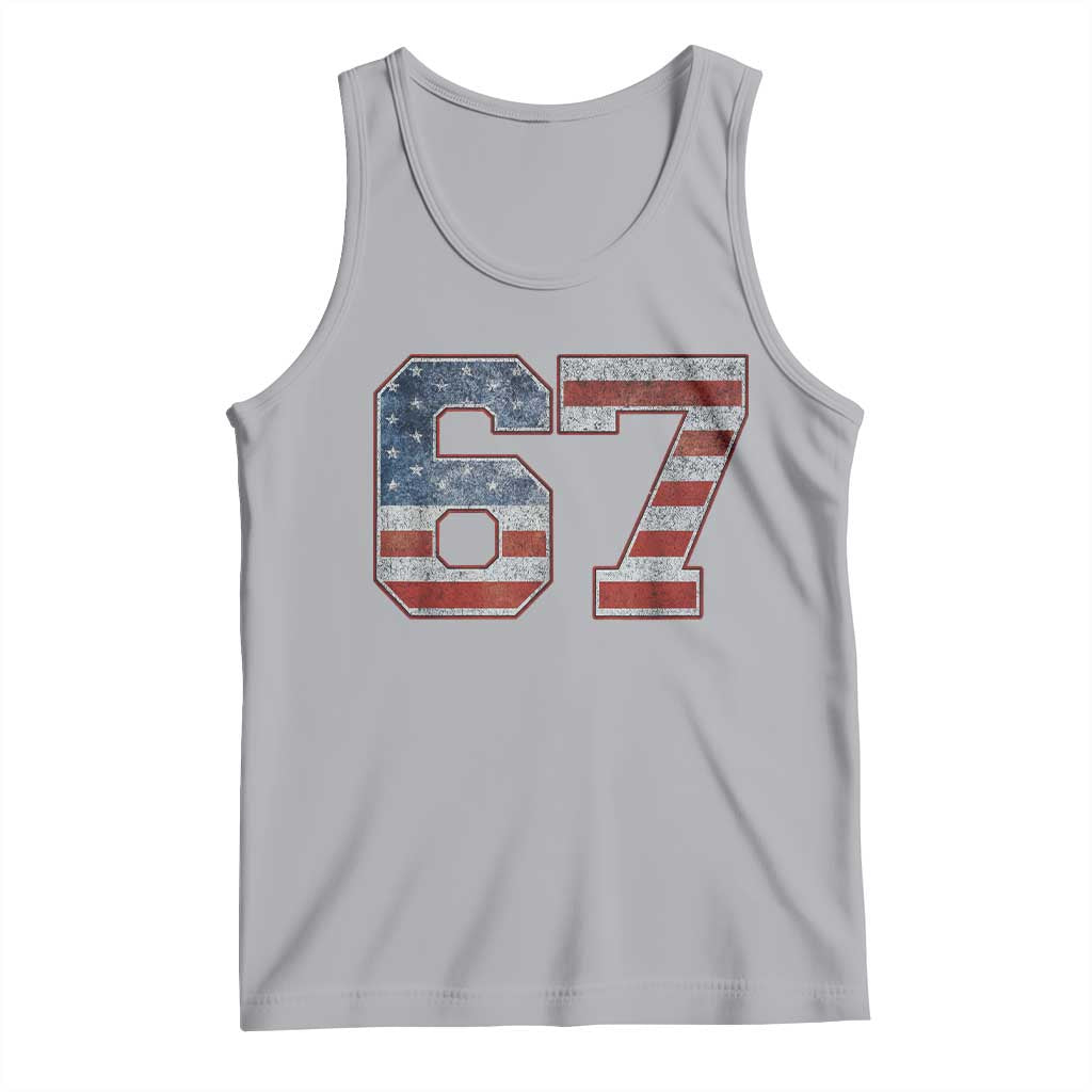 Funny Six Seven 67 Meme Vintage American Flag Tank Top - Wonder Print Shop
