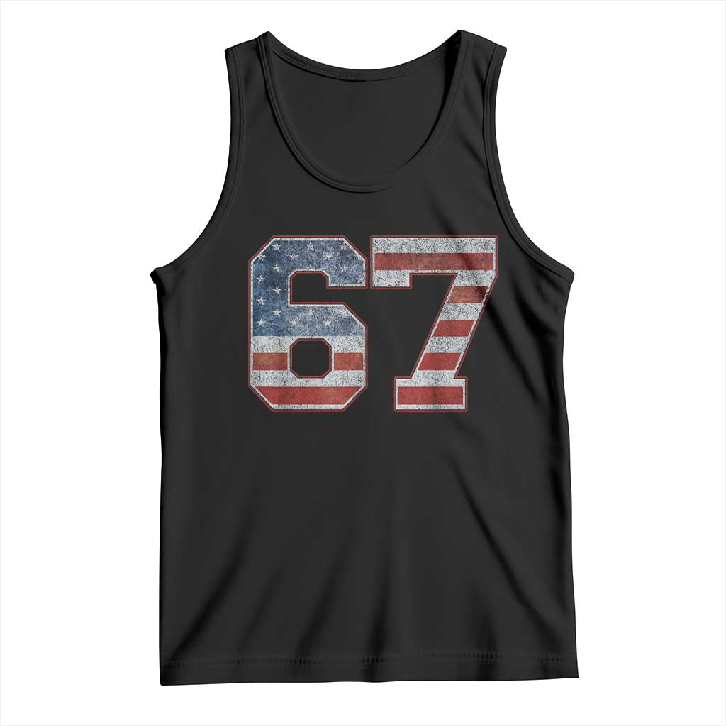 Funny Six Seven 67 Meme Vintage American Flag Tank Top - Wonder Print Shop
