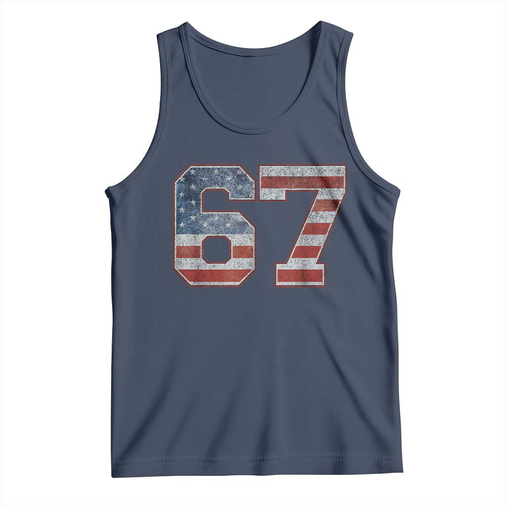 Funny Six Seven 67 Meme Vintage American Flag Tank Top - Wonder Print Shop