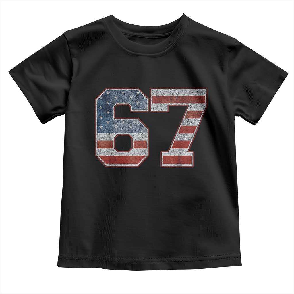 Funny Six Seven 67 Meme Vintage American Flag Toddler T Shirt - Wonder Print Shop