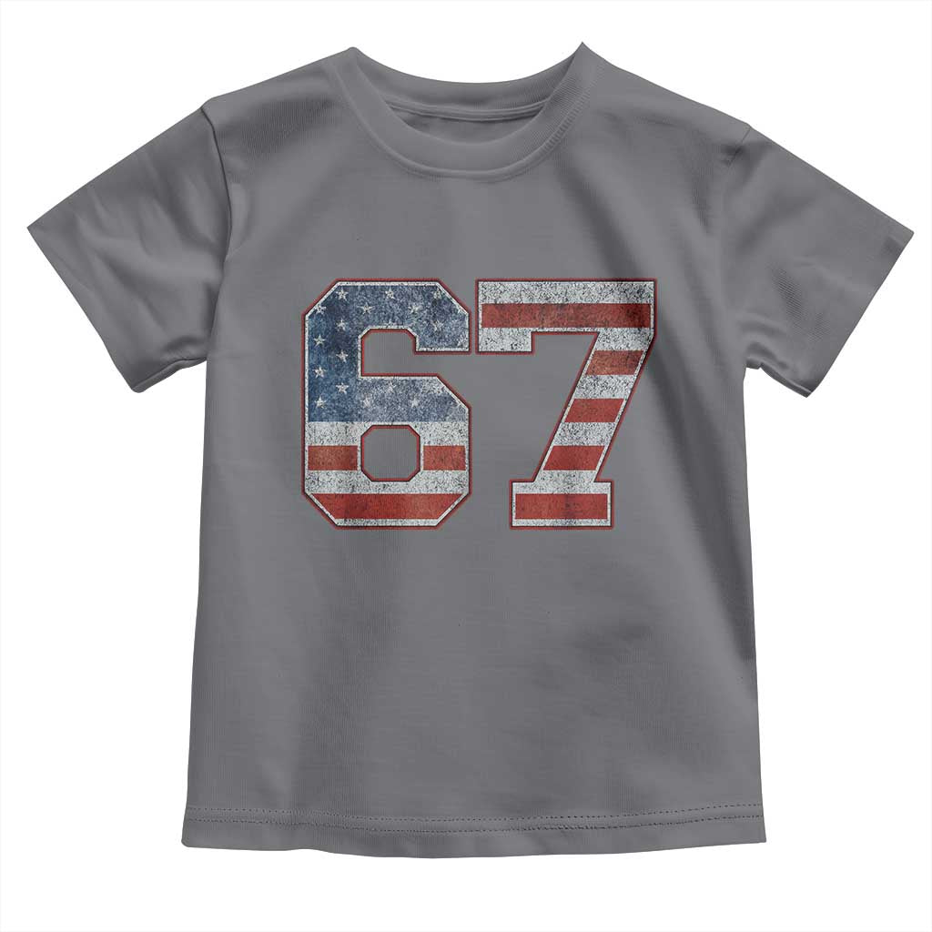 Funny Six Seven 67 Meme Vintage American Flag Toddler T Shirt - Wonder Print Shop