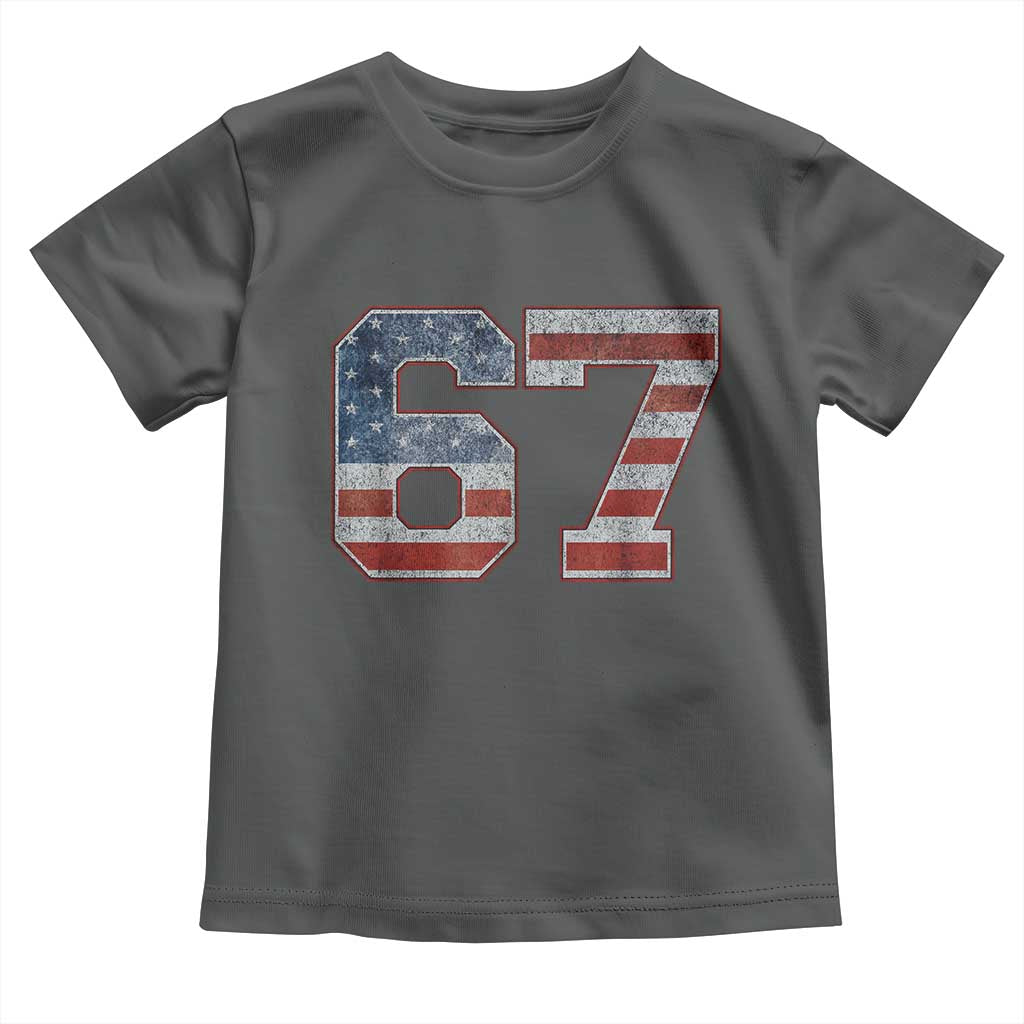 Funny Six Seven 67 Meme Vintage American Flag Toddler T Shirt - Wonder Print Shop