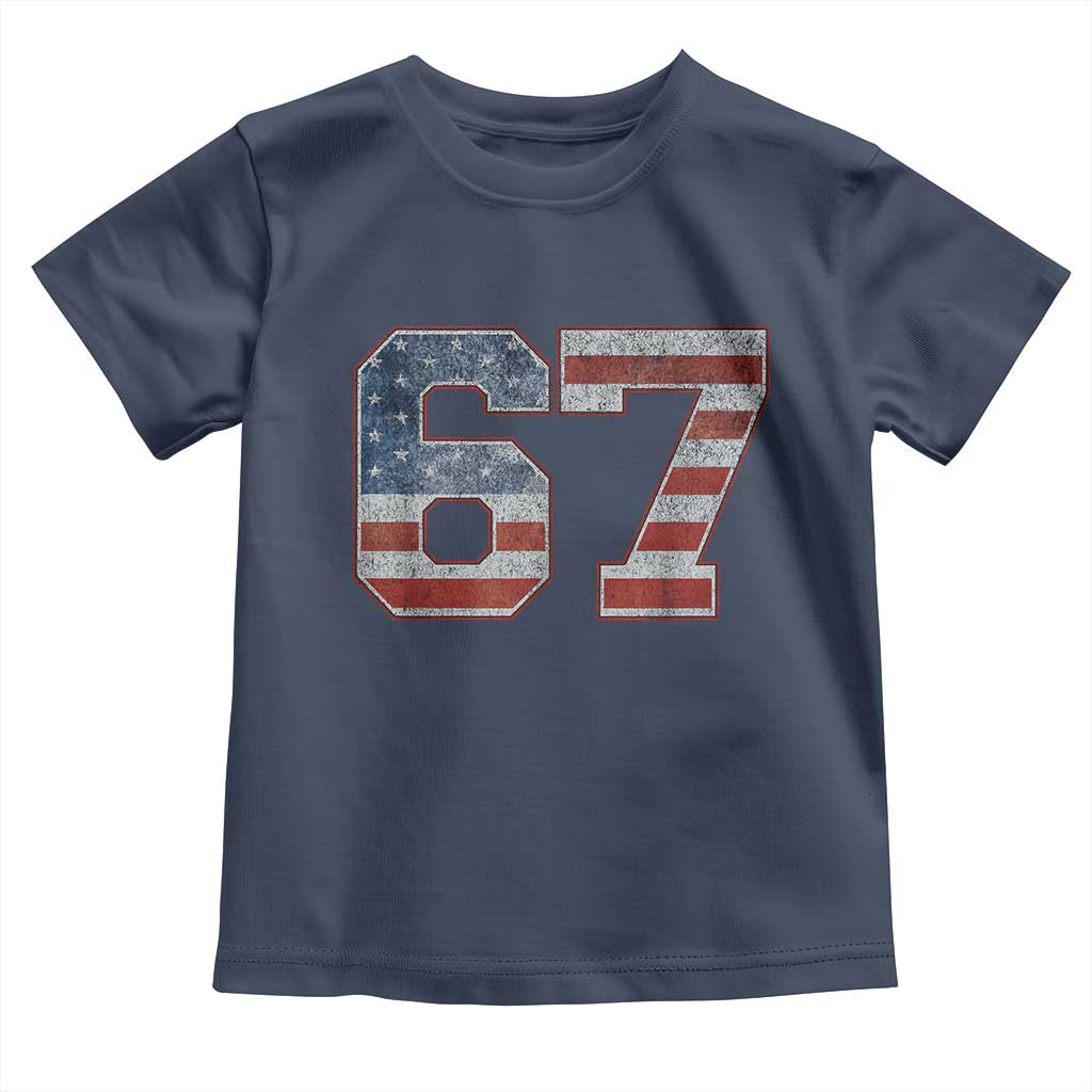 Funny Six Seven 67 Meme Vintage American Flag Toddler T Shirt - Wonder Print Shop