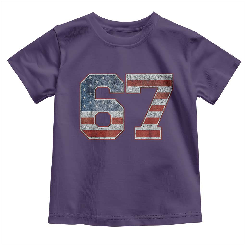 Funny Six Seven 67 Meme Vintage American Flag Toddler T Shirt - Wonder Print Shop