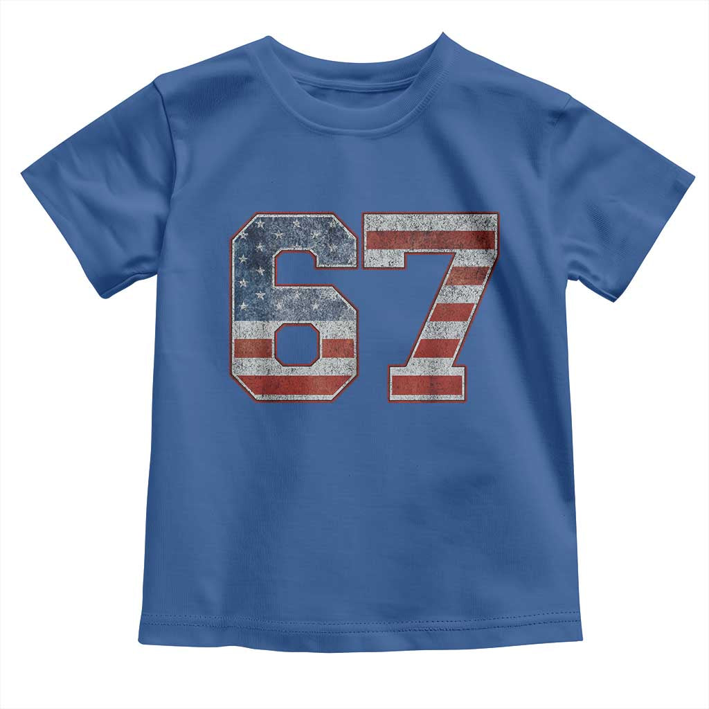 Funny Six Seven 67 Meme Vintage American Flag Toddler T Shirt - Wonder Print Shop
