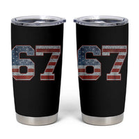 Funny Six Seven 67 Meme Vintage American Flag Tumbler Cup - Wonder Print Shop