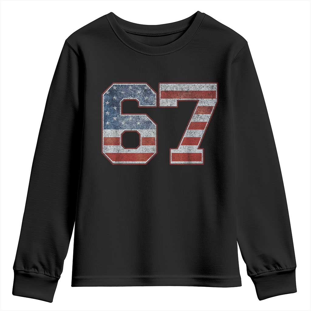 Funny Six Seven 67 Meme Vintage American Flag Youth Sweatshirt - Wonder Print Shop