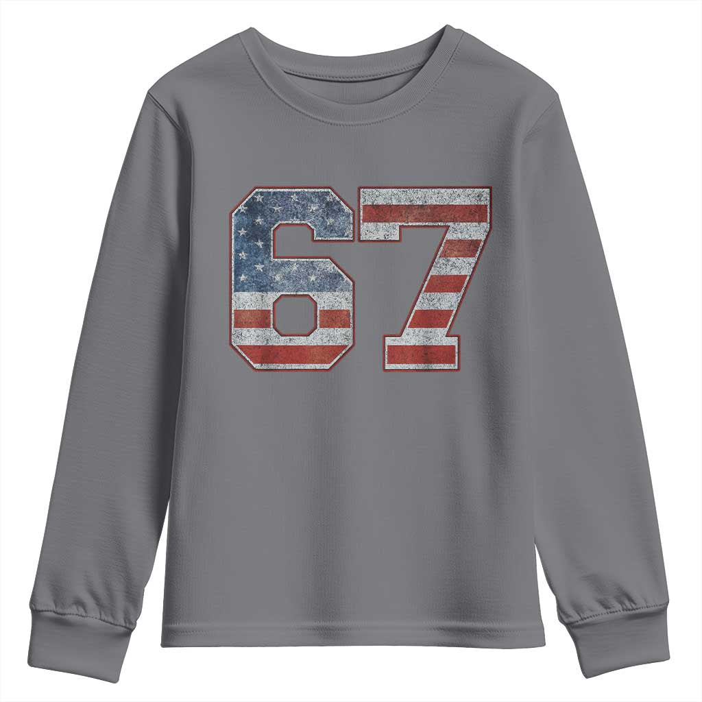 Funny Six Seven 67 Meme Vintage American Flag Youth Sweatshirt - Wonder Print Shop