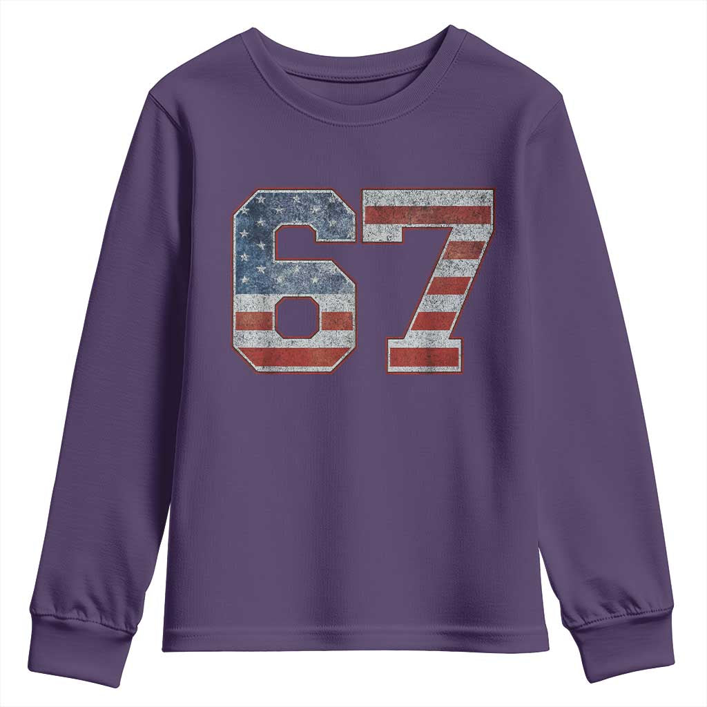 Funny Six Seven 67 Meme Vintage American Flag Youth Sweatshirt - Wonder Print Shop