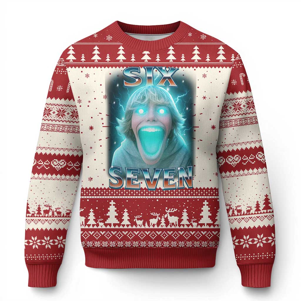 Funny Six Seven The Mason 67 Kid Gen Alpha Meme Knitted Sweatshirt - Wonder Print Shop