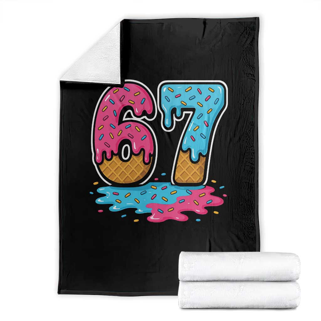 Funny 67 Ice Cream Drip Meme Six Seven Gen Alpha Slang Throw Blanket - Wonder Print Shop