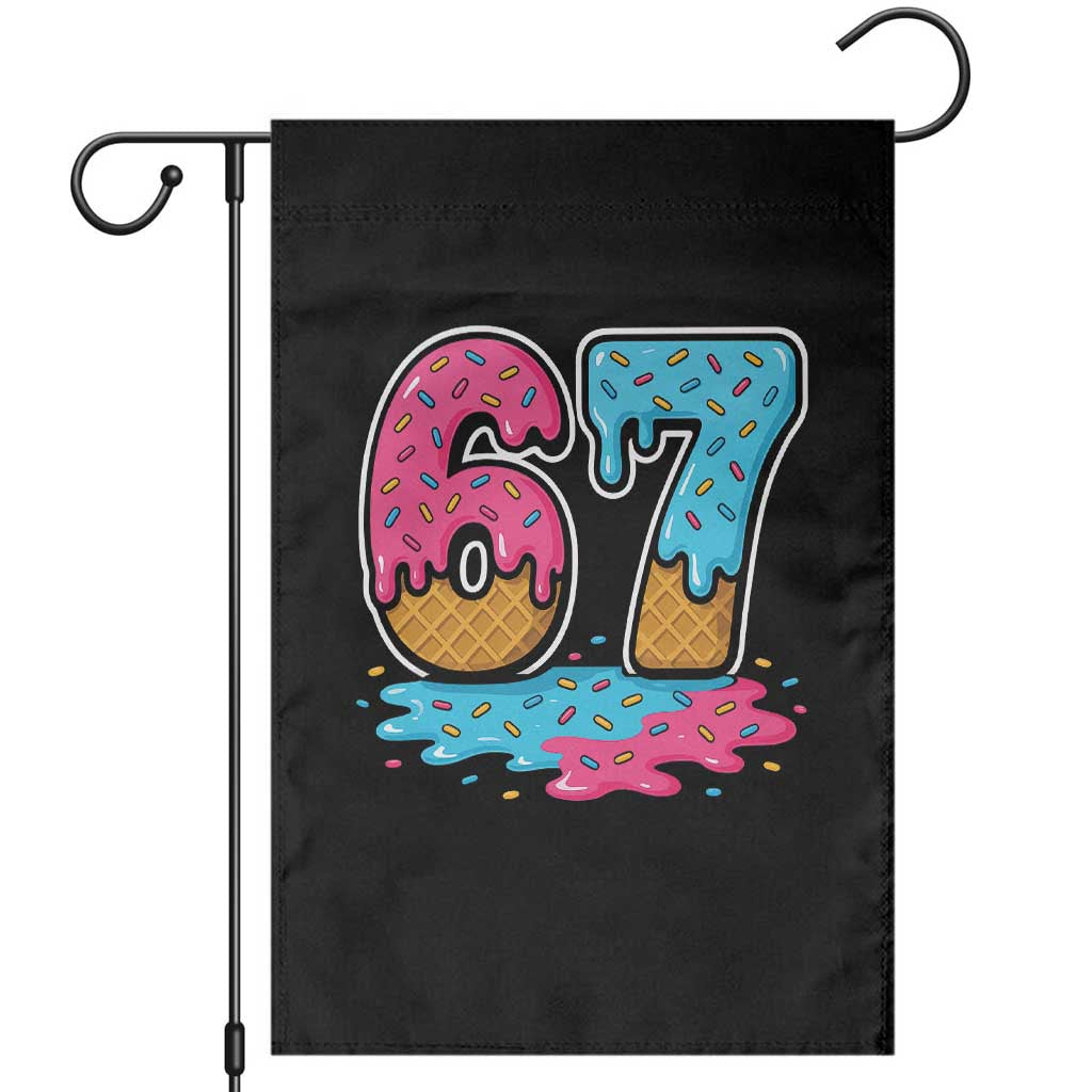 Funny 67 Ice Cream Drip Meme Six Seven Gen Alpha Slang Garden Flag - Wonder Print Shop