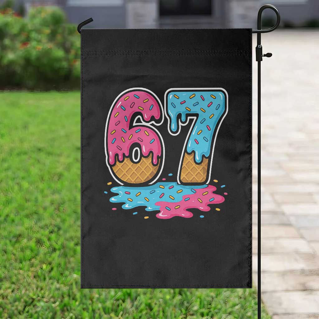 Funny 67 Ice Cream Drip Meme Six Seven Gen Alpha Slang Garden Flag - Wonder Print Shop