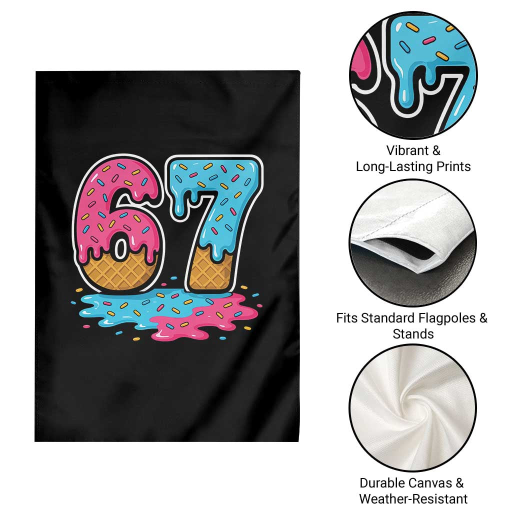 Funny 67 Ice Cream Drip Meme Six Seven Gen Alpha Slang Garden Flag - Wonder Print Shop