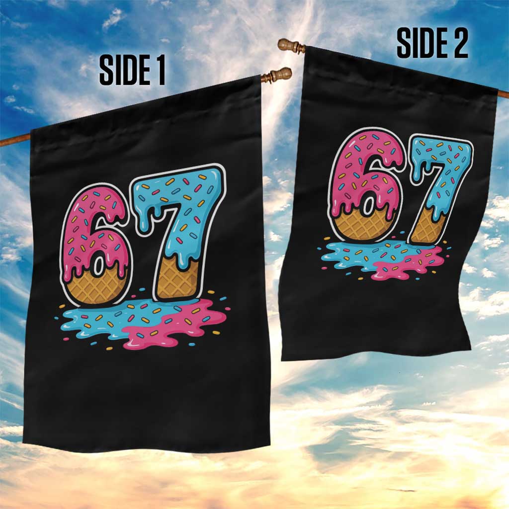Funny 67 Ice Cream Drip Meme Six Seven Gen Alpha Slang Garden Flag - Wonder Print Shop