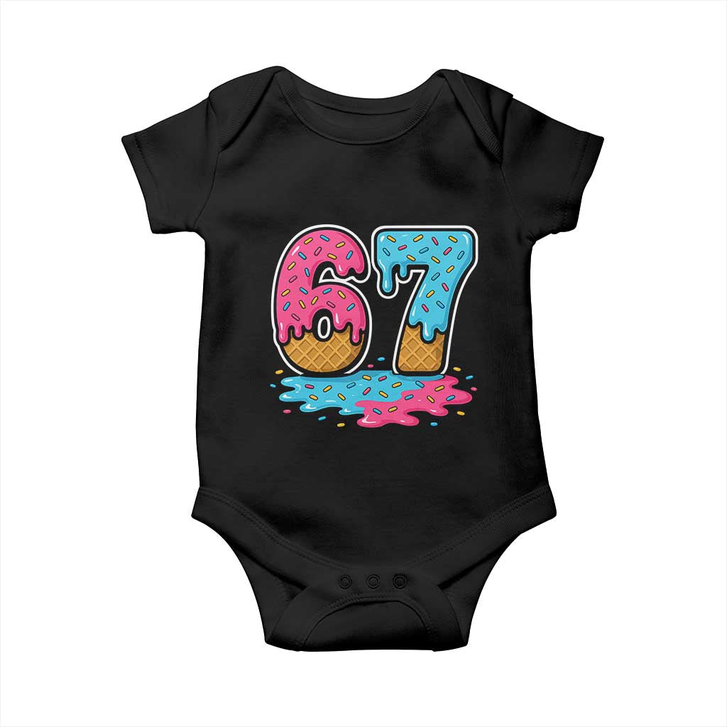 Funny 67 Ice Cream Drip Meme Six Seven Gen Alpha Slang Baby Onesie - Wonder Print Shop