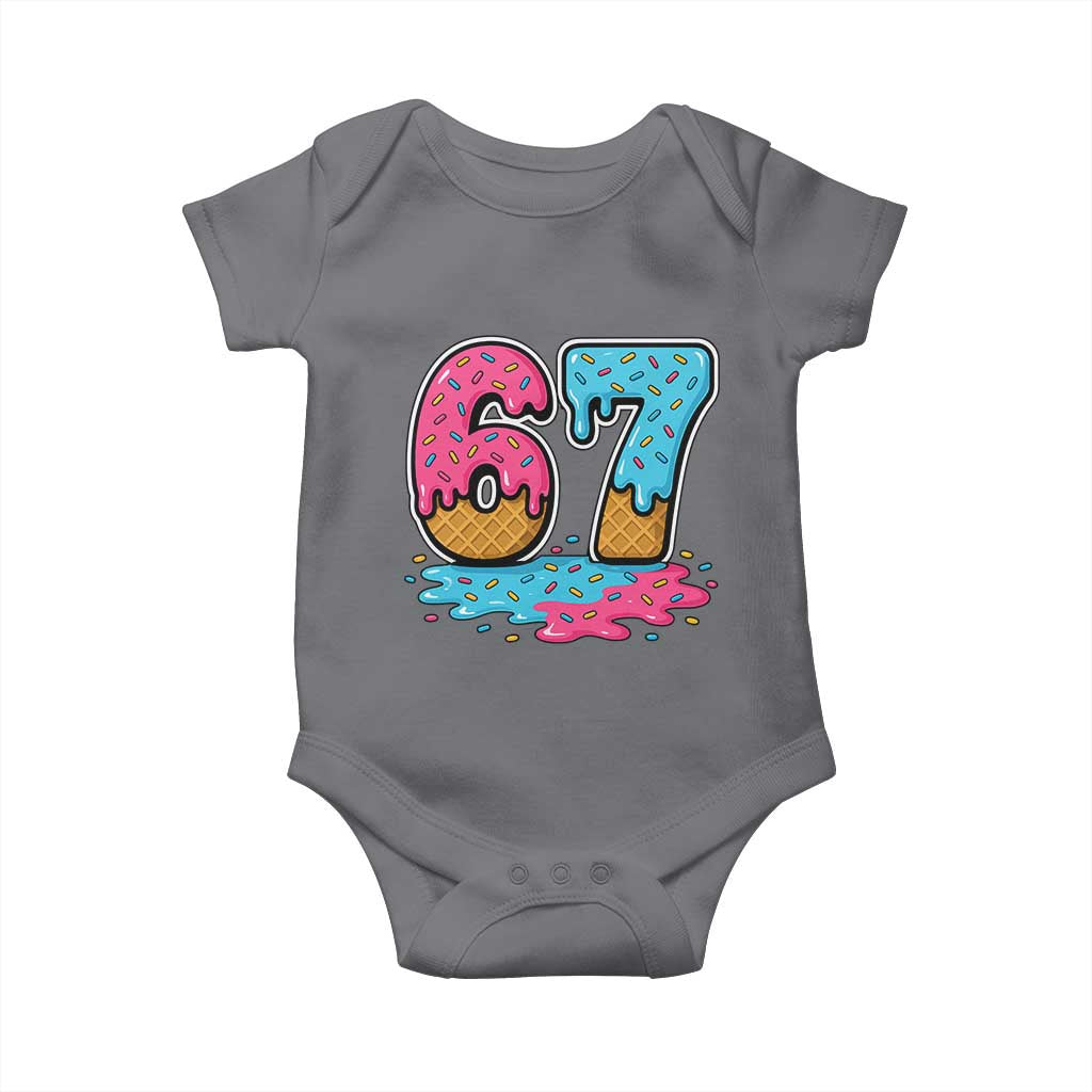 Funny 67 Ice Cream Drip Meme Six Seven Gen Alpha Slang Baby Onesie - Wonder Print Shop