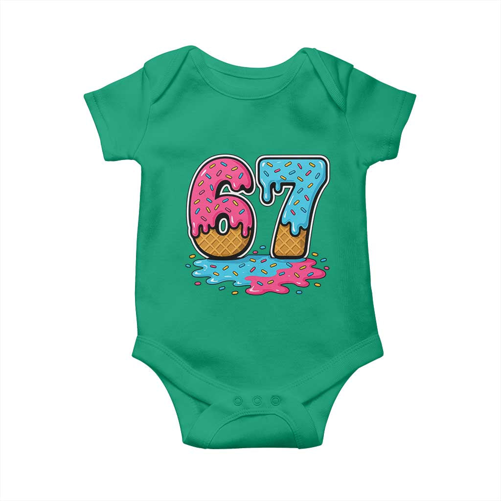Funny 67 Ice Cream Drip Meme Six Seven Gen Alpha Slang Baby Onesie - Wonder Print Shop