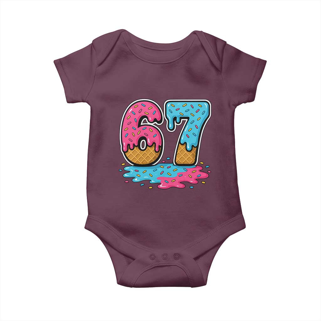 Funny 67 Ice Cream Drip Meme Six Seven Gen Alpha Slang Baby Onesie - Wonder Print Shop